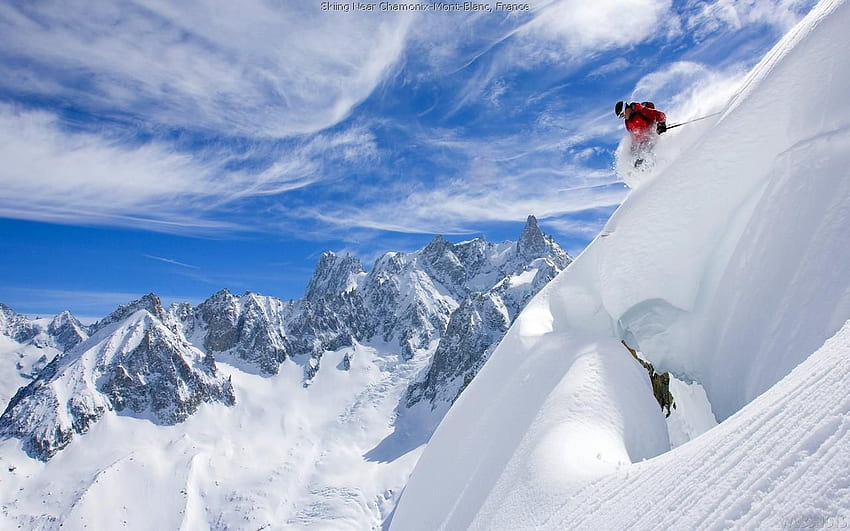 เล่นสกีใกล้กับ Chamonix Mont Blan France วอลล์เปเปอร์ HD