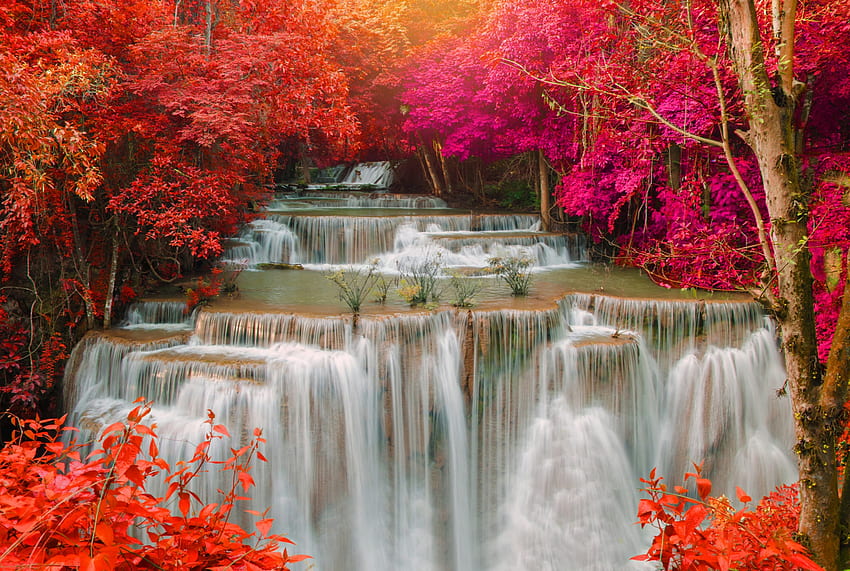 waterfall, flowing, nature, water HD wallpaper