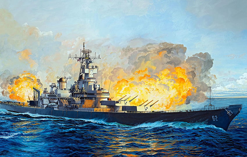 Figure, Art, USS, New Jersey, US NAVY, American Type Battleship Iowa, BB 62 For , Section оружие , USS Iowa Fond d'écran HD