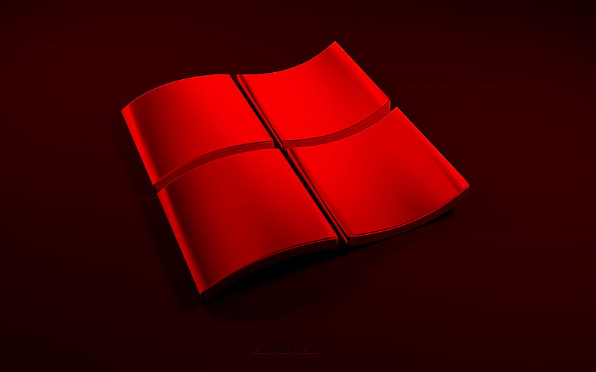 빨간색 3d Windows 로고, 검정색 배경, 3d 파도 빨간색 배경, Windows 로고, Windows 엠블럼, 3d 아트, Windows HD 월페이퍼