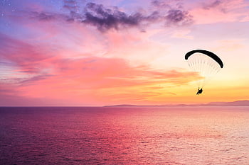 skydiving wallpaper sunset