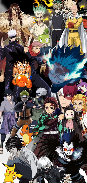 Mix de Animes, naruto, one punch man, dr stone, demon slayer, dragon ball,  Death Note, Tokyo ghoul, my hero academia, anime HD phone wallpaper | Pxfuel