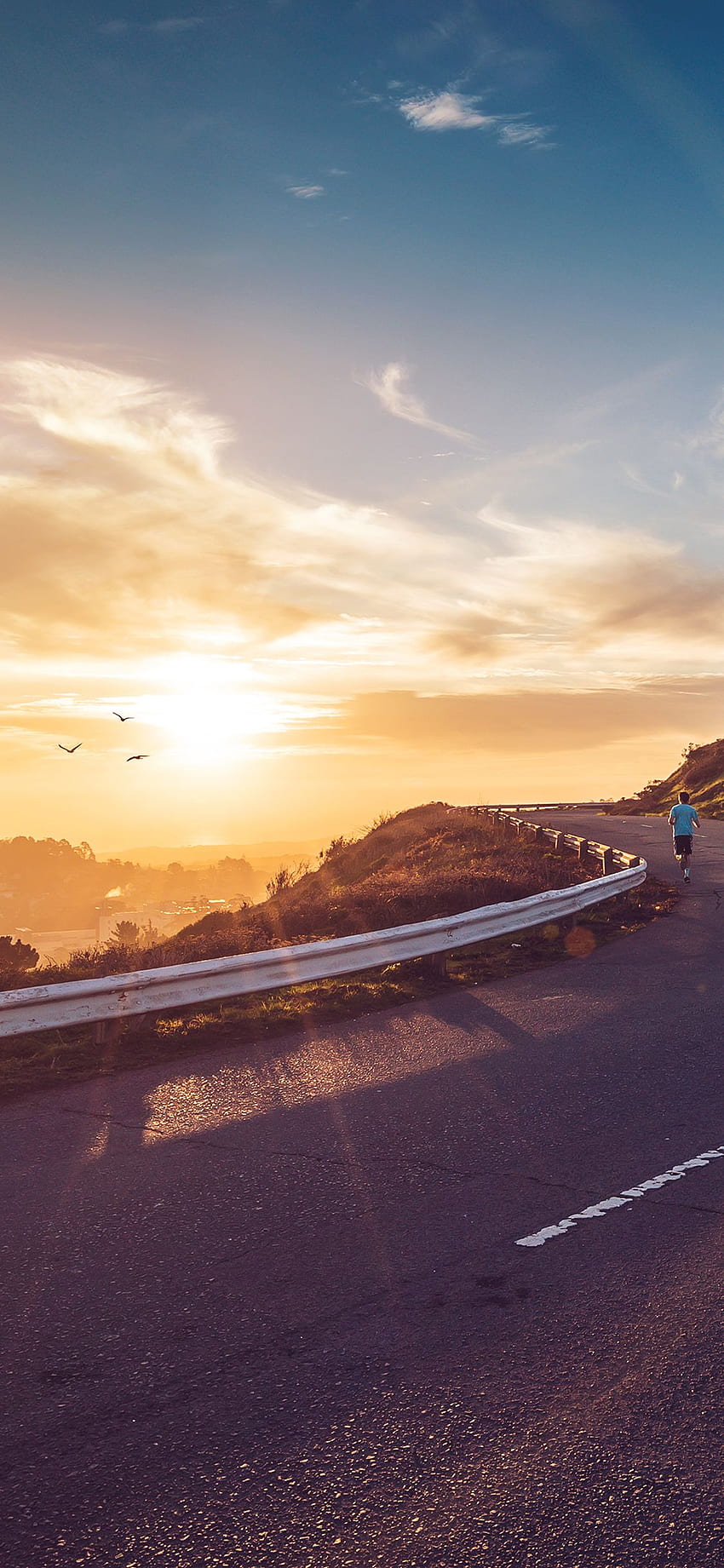 The Runner Mountain Jogging Güneş Sabah Doğa Parlama HD telefon duvar kağıdı