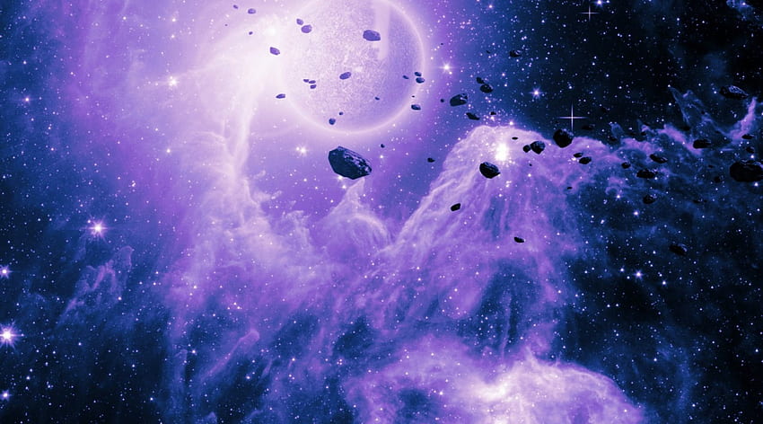 Asteroides, fioletowy, niebezpieczeństwo, przestrzeń Tapeta HD