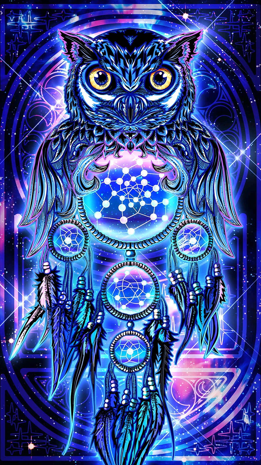 Owl, art, blue HD phone wallpaper