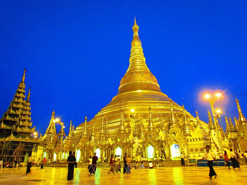 Pagoda de Shwedagon: todo el superior de la pagoda de Shwedagon, templo de Myanmar fondo de pantalla