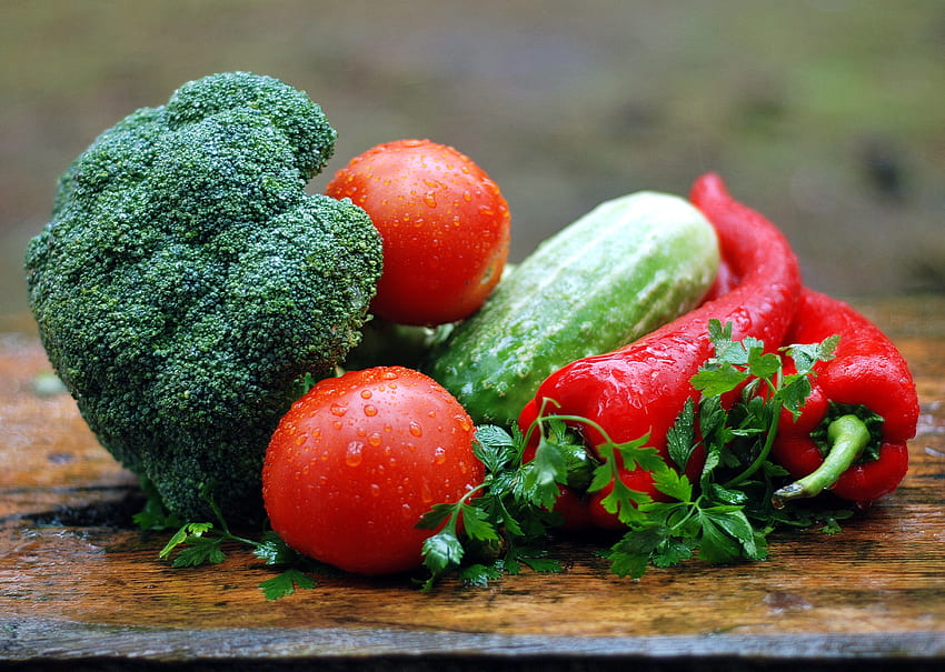 Food, Vegetables, Parsley, Tomato, Broccoli, Paprika, Cucumber HD wallpaper