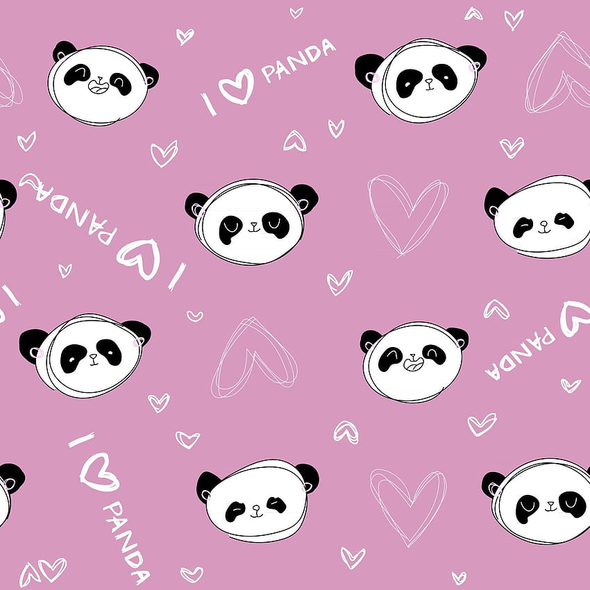 Cute pastel pink pattern with line doodle I love panda with hearts Seamless background. Textiles for children Minimalism paper scrapbook for kids 2646148 Vector Art at Vecteezy, Cute Pink Panda HD phone wallpaper