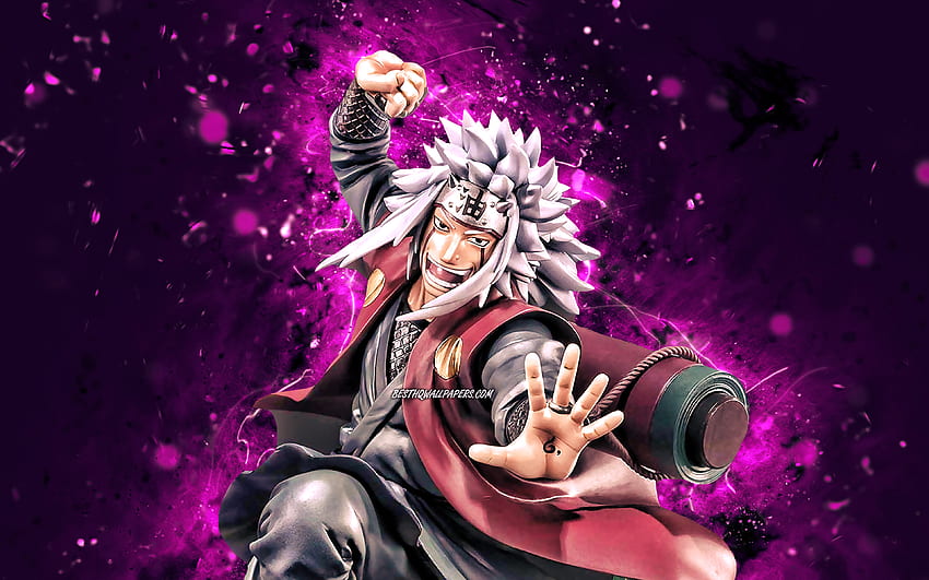 Jiraiya, luces de neón violetas, personajes de Naruto, protagonistas, Naruto, manga, Jiraiya Naruto fondo de pantalla