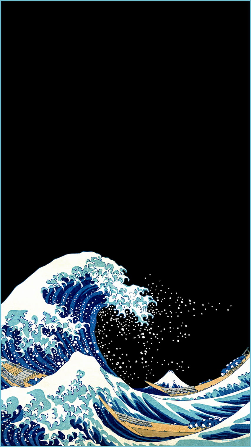 AMOLED Great Wave Off Kanagawa fondo de pantalla del teléfono