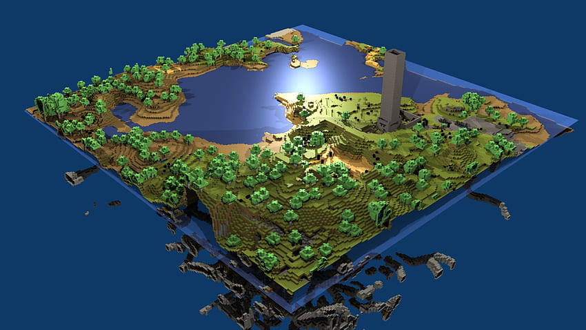 minecraft, world, map, water, life, blocks HD wallpaper