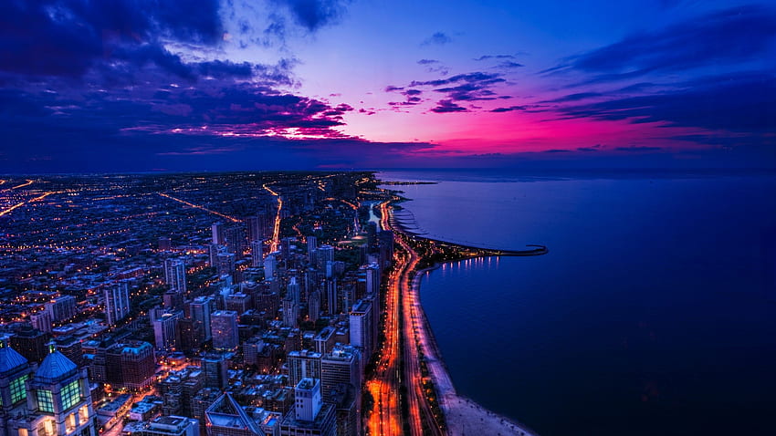 Chicago At Sunset, Future Nature HD wallpaper