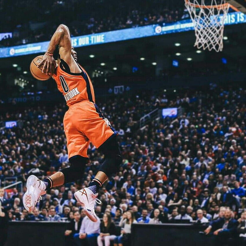 Russell Westbrook Dunking ผู้เล่น NBA Dunking วอลล์เปเปอร์โทรศัพท์ HD