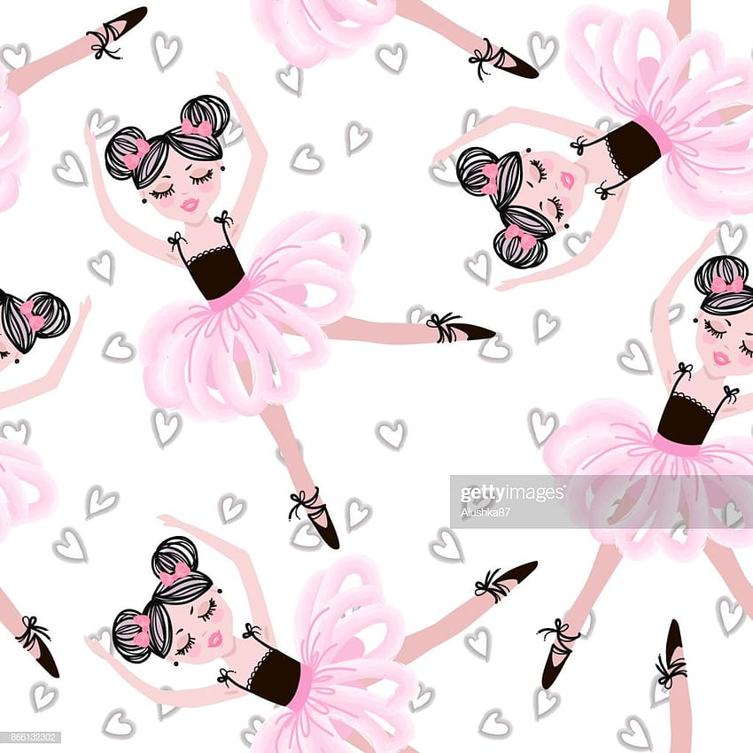Jolies filles de ballerine de danse en modèle sans couture de vecteur Tutus rose, danse mignonne Fond d'écran de téléphone HD