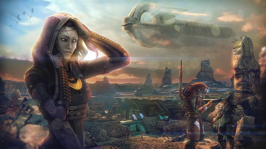 Tali Zorah Mass Effect Aliens vas Normandy Space Girls Games Ships Hood шапка HD тапет