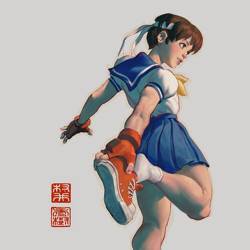 Street Fighter Fan Art - Сакура от Уил Мураи през 2020 г. Персонажи от Street Fighter, изкуство Street Fighter, Sakura street fighter HD тапет за телефон