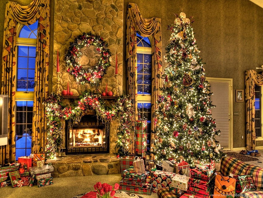 Beautiful Christmas Tree Background HD wallpaper