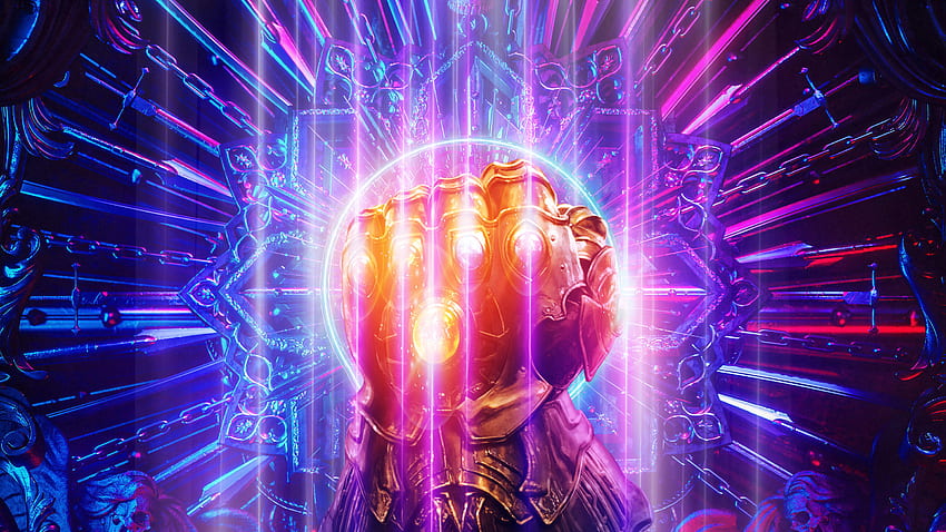 Thanos Infinity Gauntlet 2019, Superhéroes, y Thanos Neon fondo de pantalla