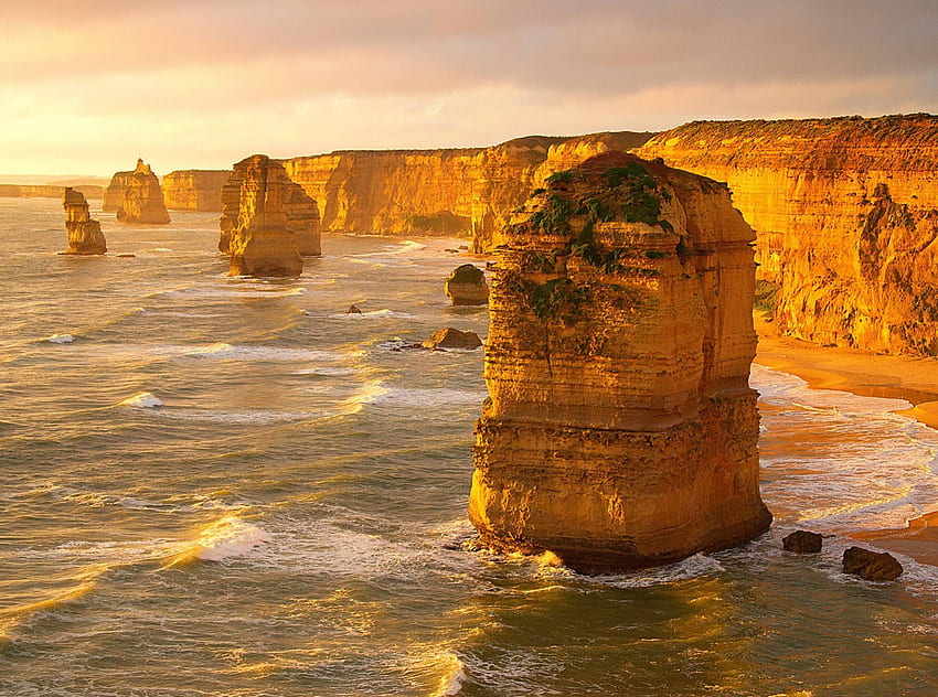 12 Apostles in Victoria, Australia, nature, fun, ocean, mountain HD wallpaper