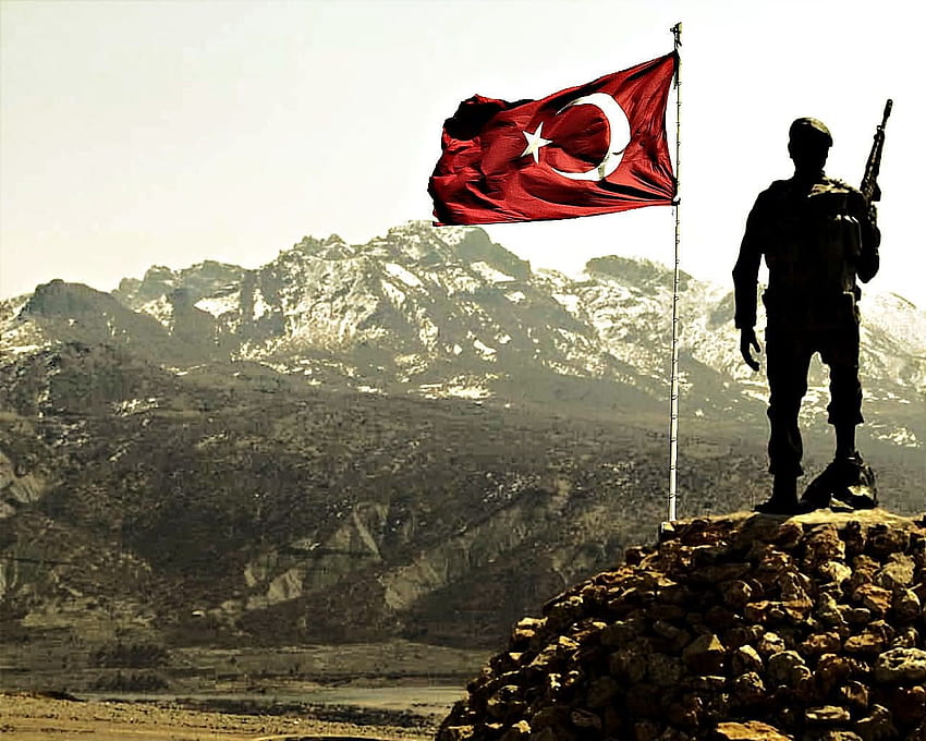 Guns Hills Memehtcik Mountains Türkei Türkische Streitkräfte TÜRKISCH, Türkische Flagge HD-Hintergrundbild