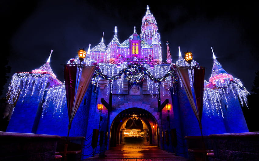 Disney Castle, Disneyland Castle Christmas HD wallpaper