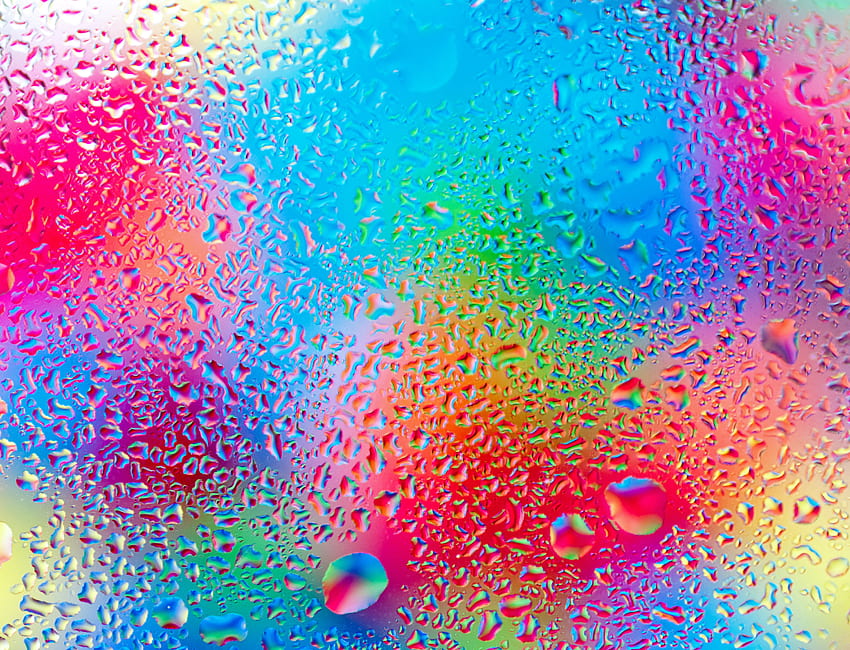glass, water, drops, colorful, rainbow, glass, rain, water, drops, section textures in resolution HD wallpaper
