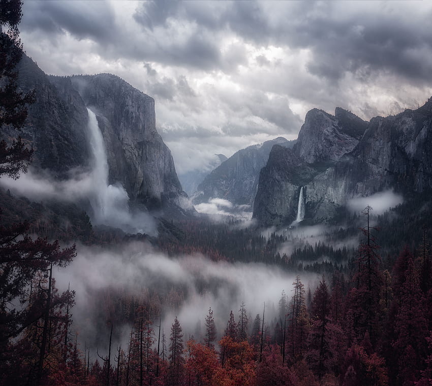 Nature, Arbres, Ciel, Montagnes, Brouillard Fond d'écran HD