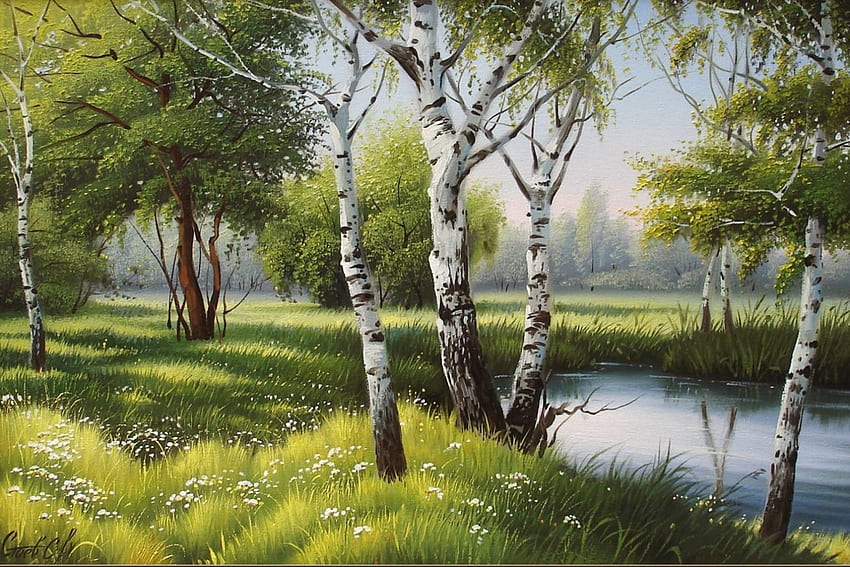 Trees, Landscape, Rivers HD wallpaper