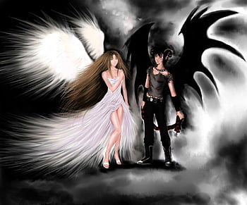 Anime angel and demon love HD wallpapers | Pxfuel