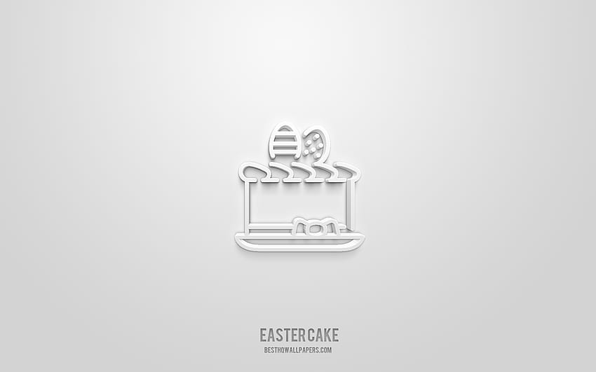 Easter cake 3d icon, white background, 3d symbols, Easter cake, Easter icons, 3d icons, Easter cake sign, Easter 3d icons HD wallpaper
