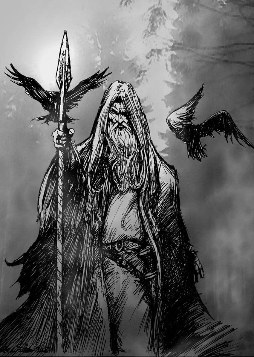 Odin with his Two Ravens