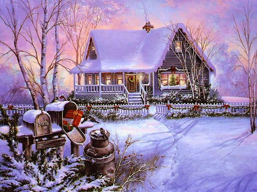 Sweet Homes - Maison de Noël Norman Rockwell Fond d'écran HD