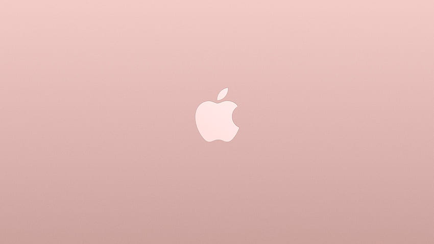 Лого Ябълка Розово Розово Златно Бяло Минимална илюстрация Арт HD тапет