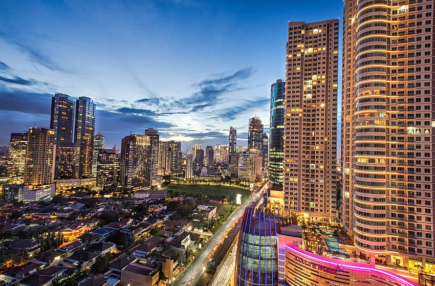 Jakarta et arrière-plan, ville d'Indonésie Fond d'écran HD