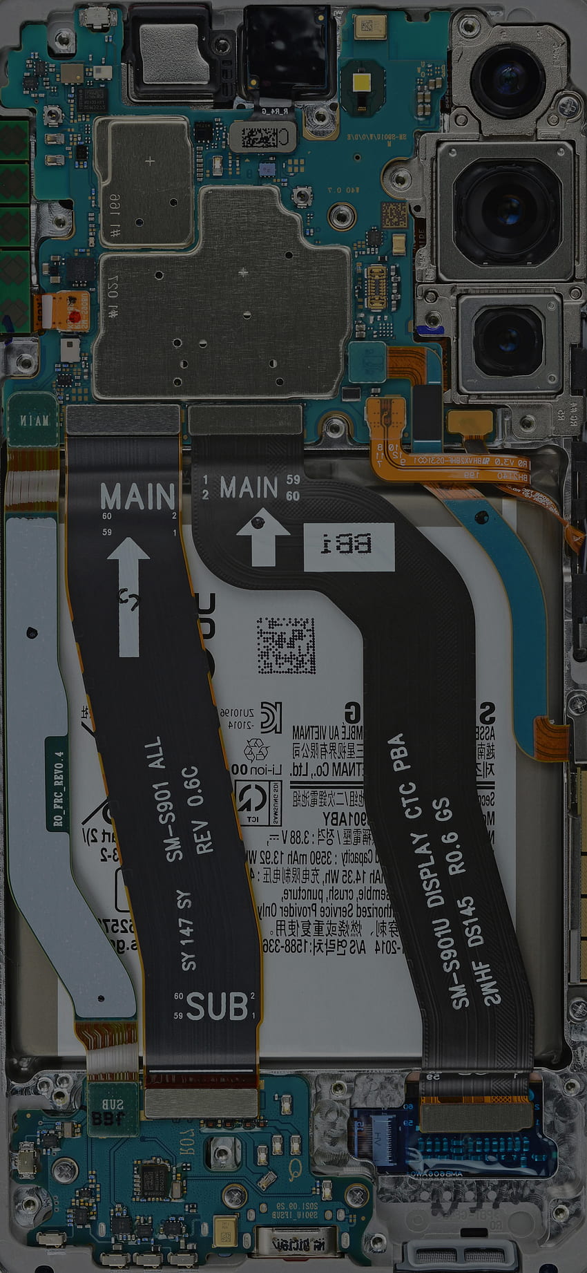 Galaxy S22 Ultra 및 Vanilla Teardown , Samsung S22 Ultra HD 전화 배경 화면
