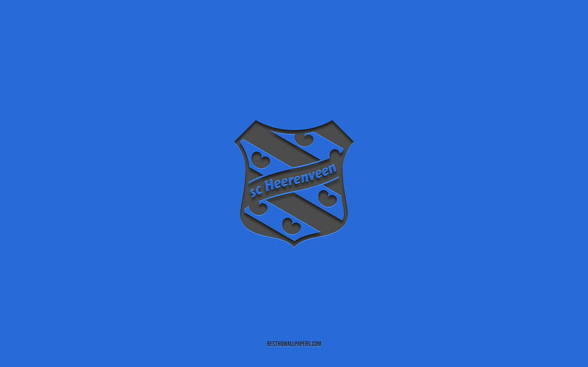 SC Heerenveen, blue background, Dutch football team, SC Heerenveen emblem, Eredivisie, Heerenveen, Netherlands, football, SC Heerenveen logo HD wallpaper