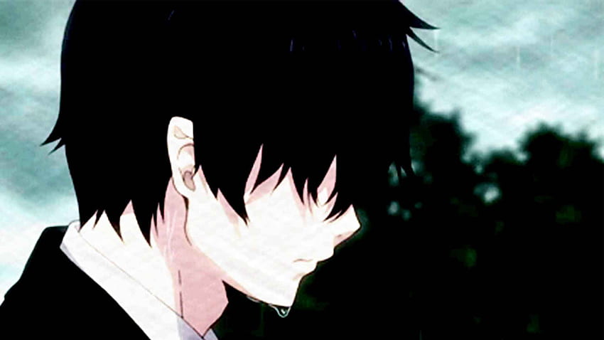 Anime Boy In The Rain Sketsa Anime Boy Sedih Menangis Dalam Hujan Wallpaper HD