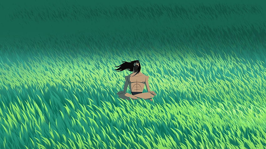 Samurai-Jack-Meditation. Samurai-Buchse, Samurai-Buchse, grüner Samurai HD-Hintergrundbild
