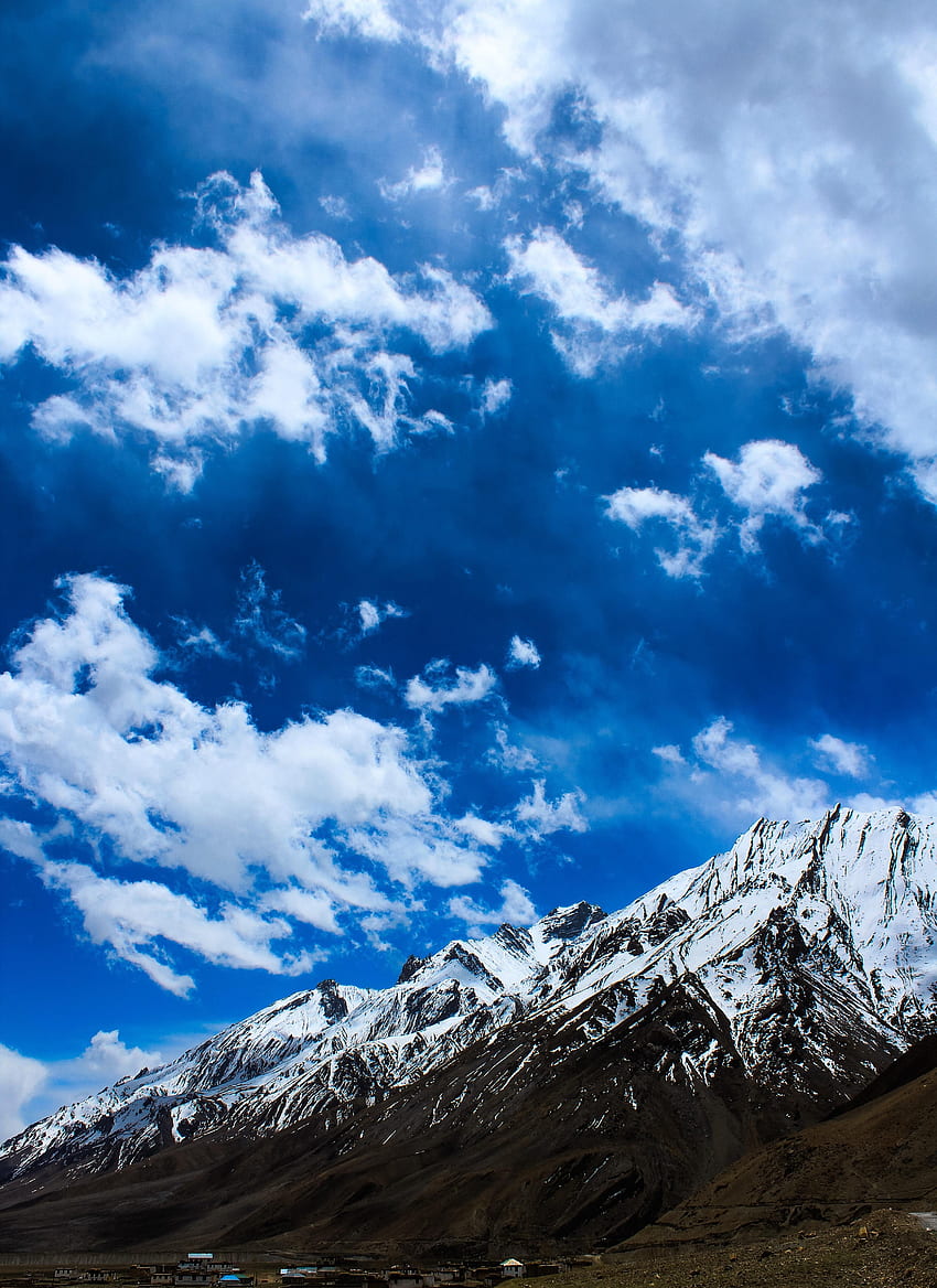 natureza, céu, nuvens, montanha, vértice, topo, coberto de neve Papel de parede de celular HD