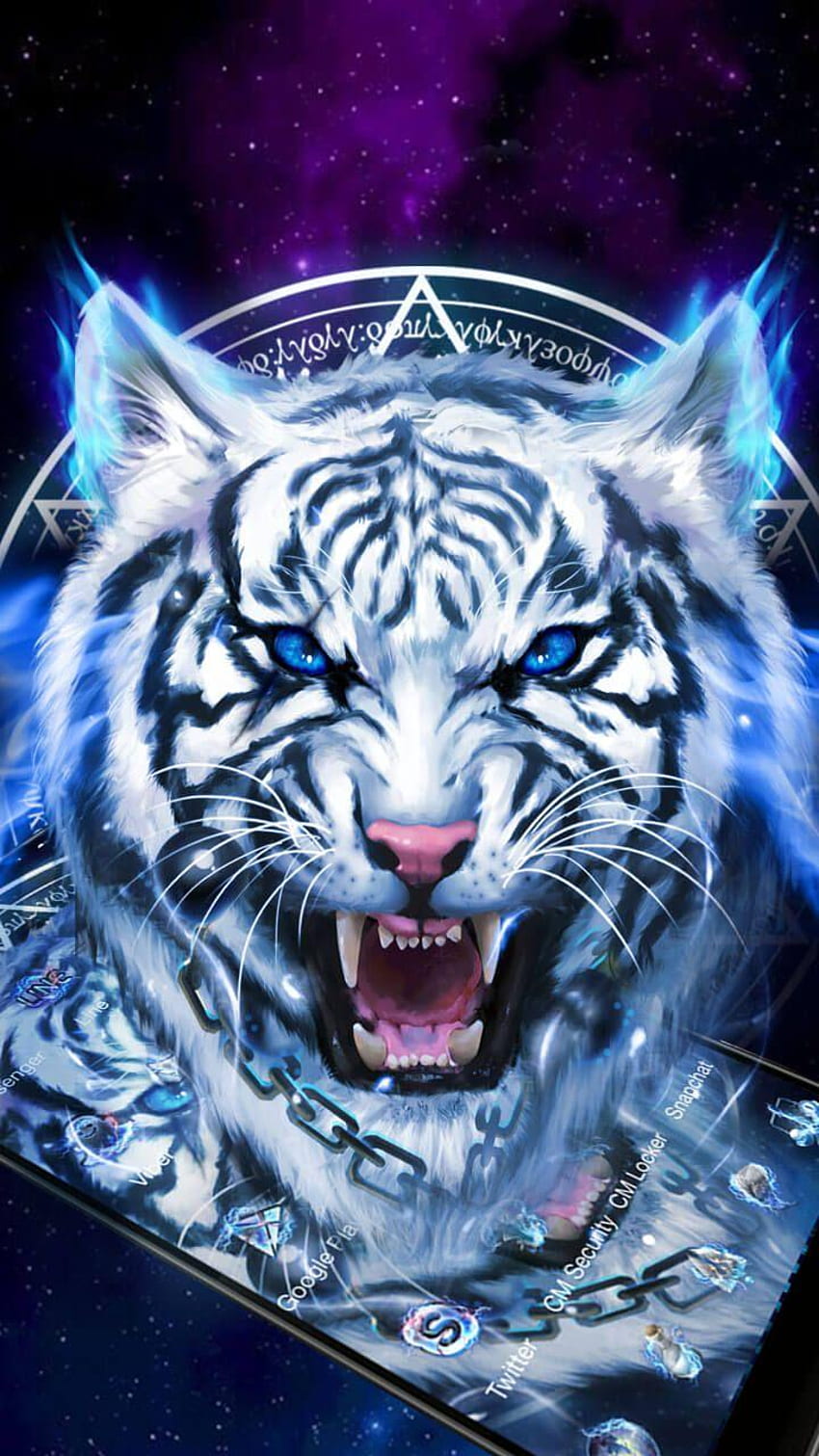 Oeuvre de la faune du tigre, tigre de feu bleu Fond d'écran de téléphone HD