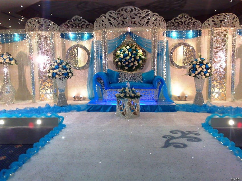 Empfang . Empfang, Hochzeitsempfang und Empfang Gewerblicher Innenraum, Blaue Hochzeit HD-Hintergrundbild