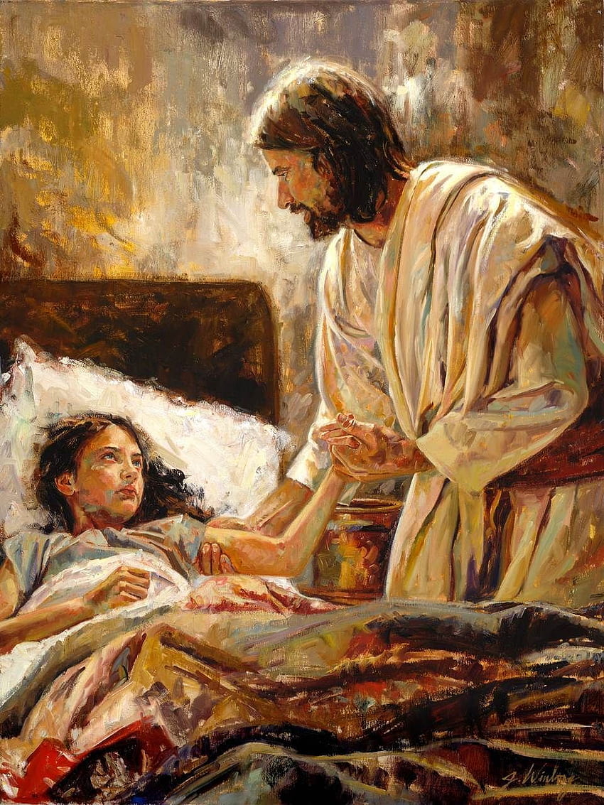 A Ressurreição da Filha de Jairo Giclée Print. Pintura de Jesus, Arte de Jesus, Arte de Jesus, Arte Bíblica Papel de parede de celular HD