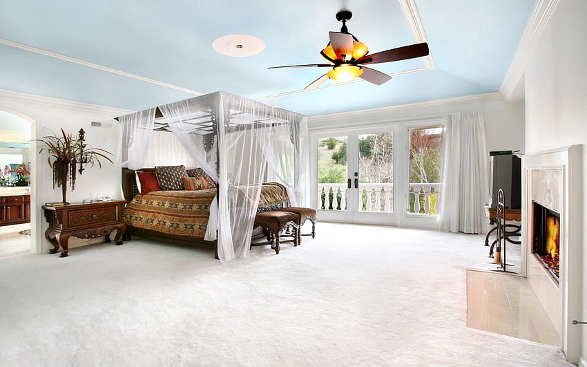 Interior, , , Design, Room, Bed, Fan, Modernity HD wallpaper