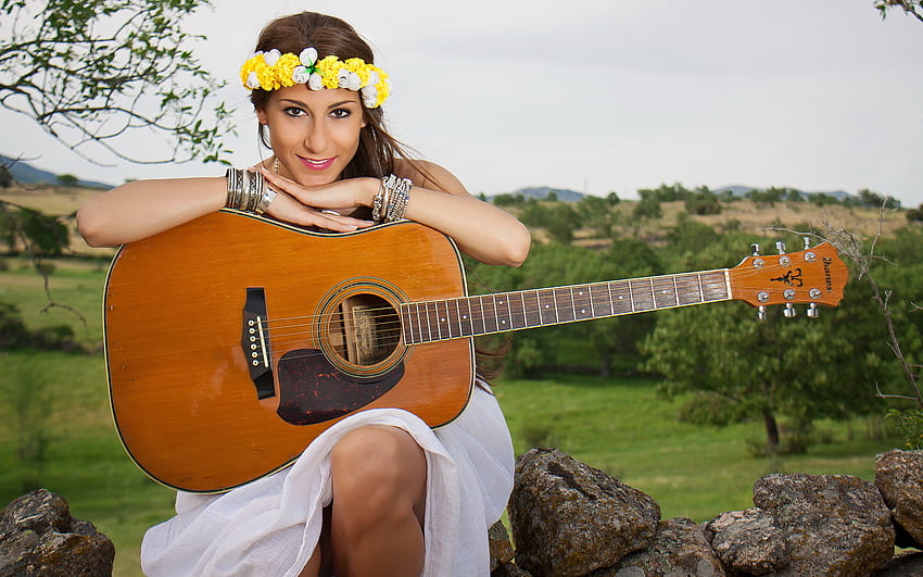 .wiki-Girl-guitar-music-background-country-singer- วอลล์เปเปอร์ HD