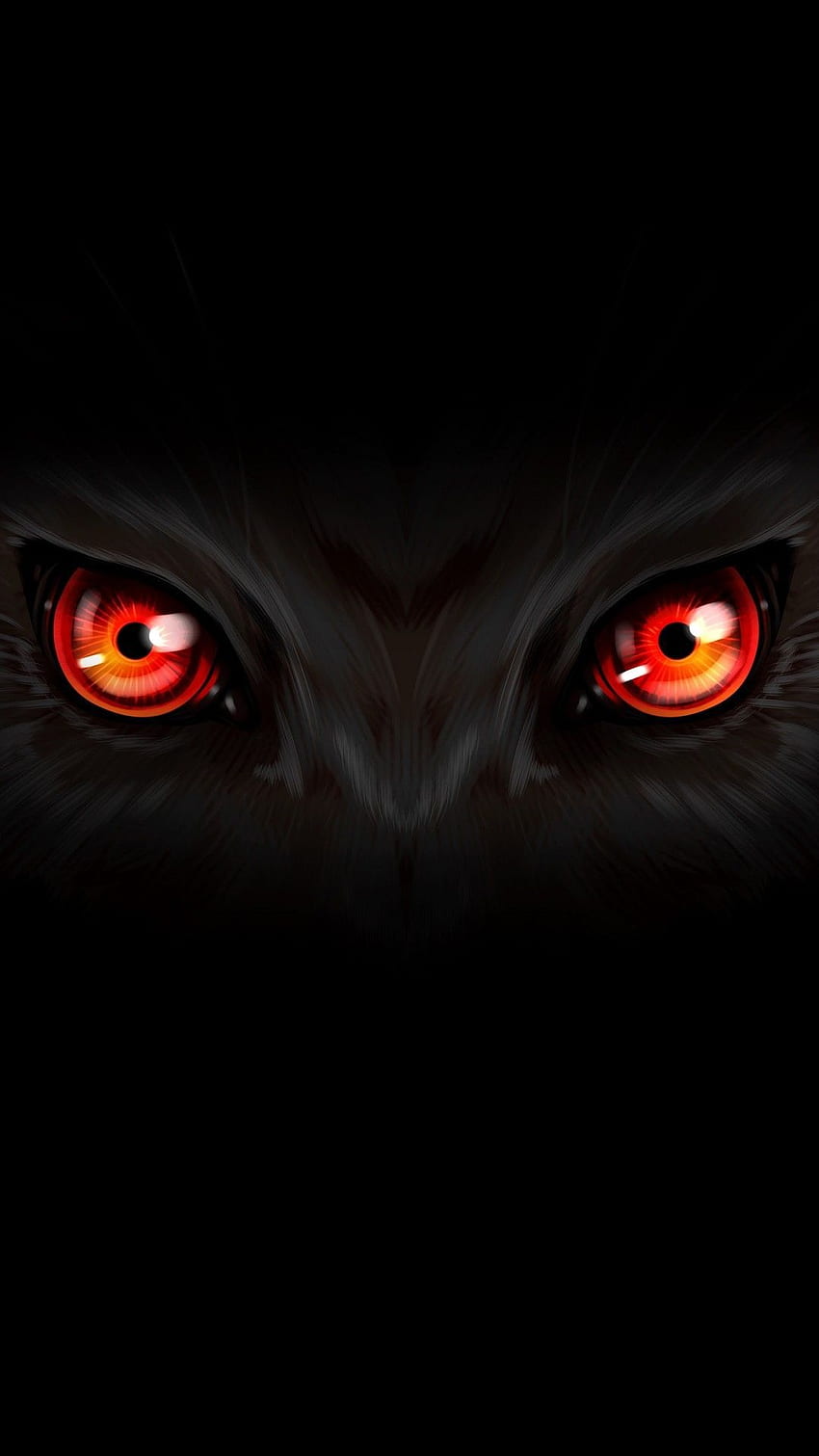 MuchaTseBle im Jahr 2019. Augen, Wolfsaugen, dunkler, schwarzer Wolf mit roten Augen HD-Handy-Hintergrundbild