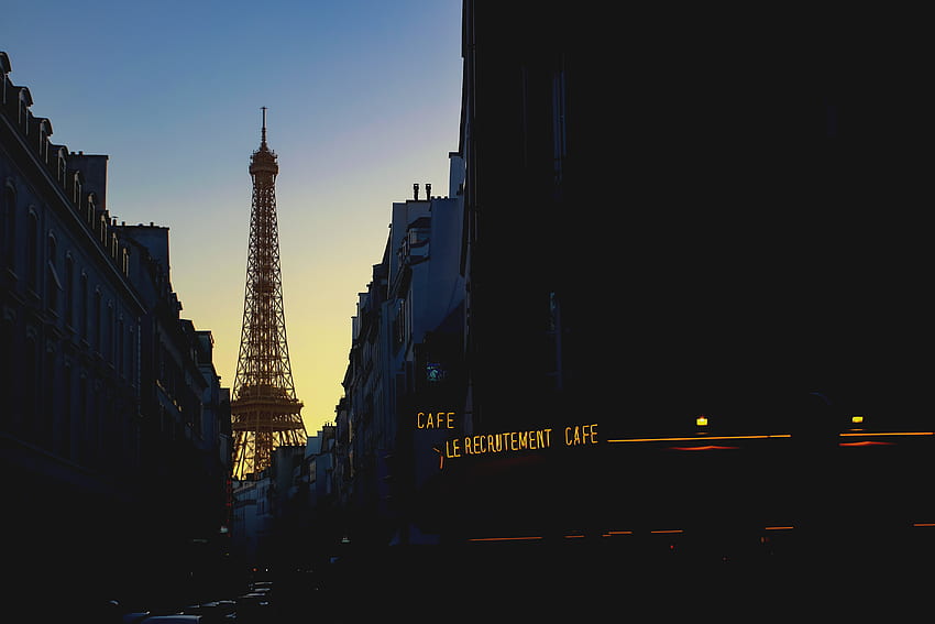 都市, パリ, エッフェル塔, フランス、夕 高画質の壁紙