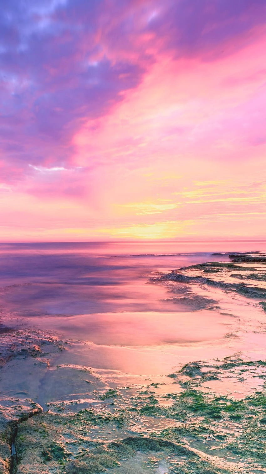 Pink Beach Sunset, Pretty Sunset HD phone wallpaper