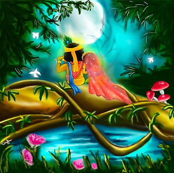 Krishna radha painting, Cute Radha Krishna HD wallpaper | Pxfuel