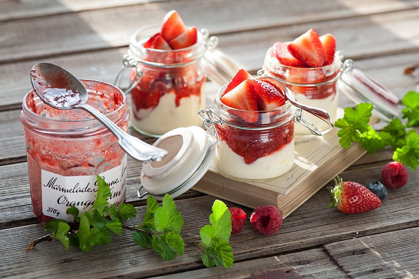 *, dessert, fresh, food, strawberries HD wallpaper