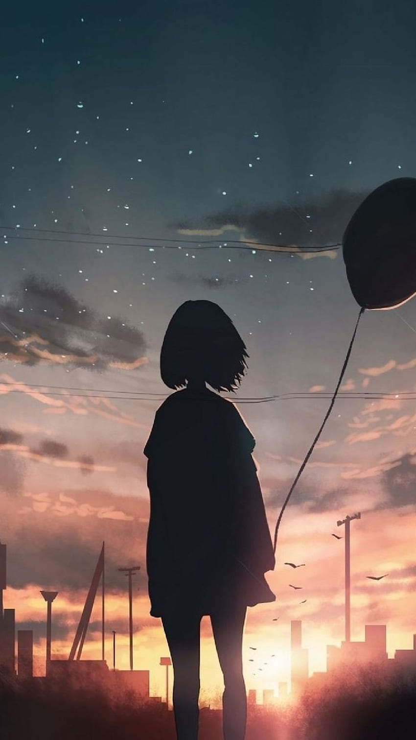 Anime Girl, atmosfera, chmura, niebo Tapeta na telefon HD